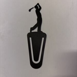 Black Metal Golfer Bookmark Golf Man. Nice Condition!
